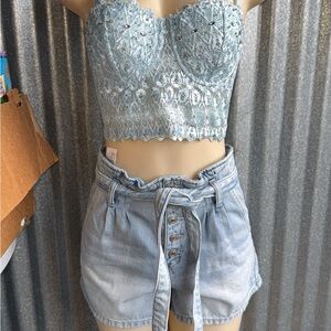 Elegant Lace Bustier Top & shorts